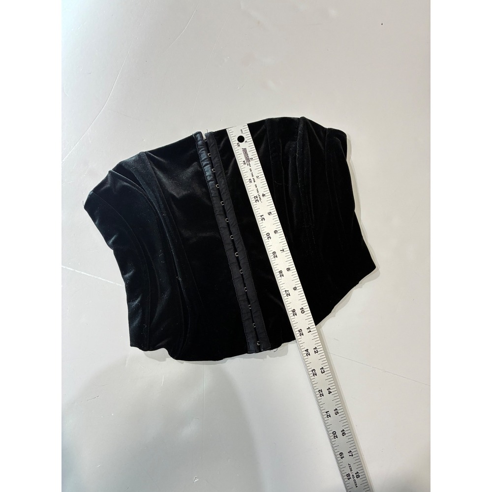 Beverly and Beck Womens XS Black Velvet Boned Strapless Hook Eye Corset Top - Picture 6 of 6
